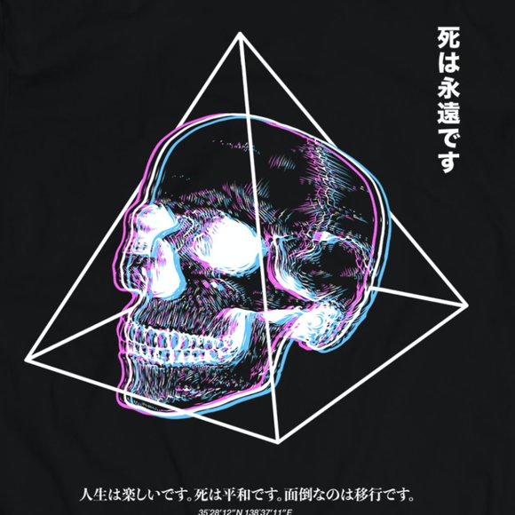 Japanese Inspired Triangle Of Death Black Tee - Picture 2 of 2